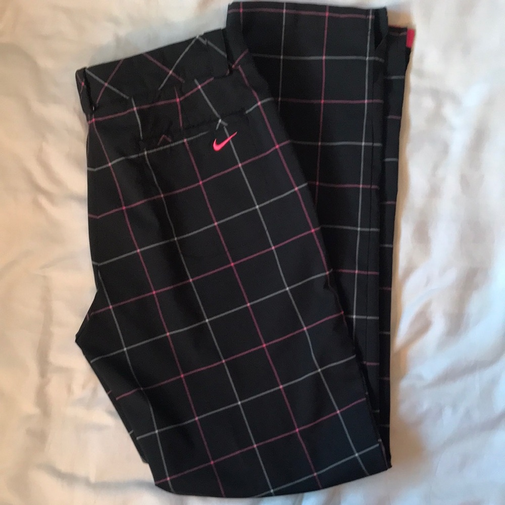 Nikegolf dri-fit charcoal checked golf pants